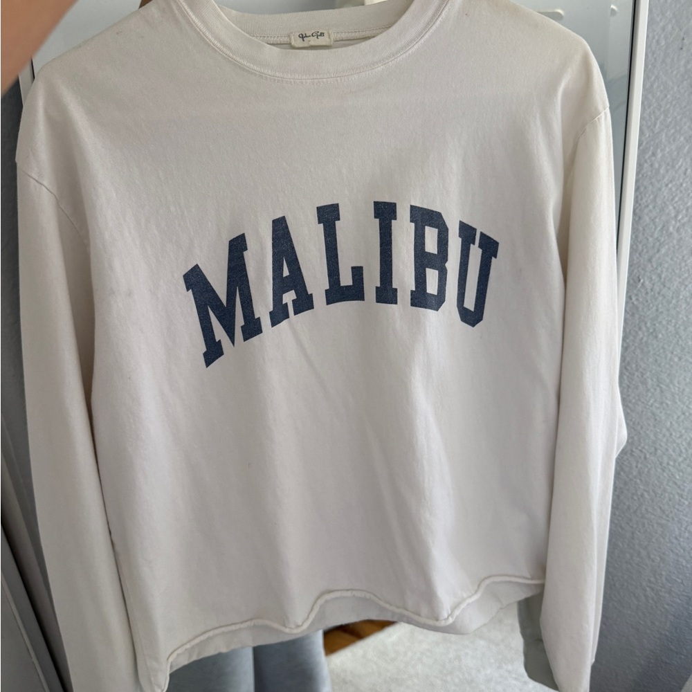 Brandy Melville Cream Tee with Navy Lettering